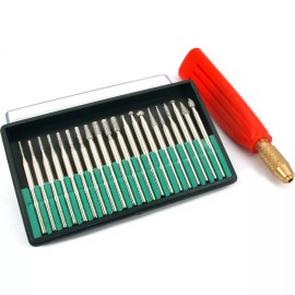 FindingKing 21 Diamond Coated Burs Bead Hole Reamers Handle Jewelers Craft Hobby Tools
