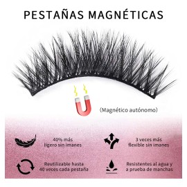 Kit de Pestañas Magnéticas Hapemein 10 con Aplicador y Delineador Resistente