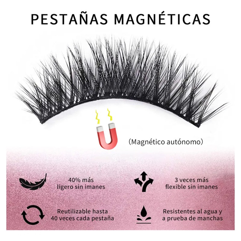 Kit de Pestañas Magnéticas Hapemein 10 con Aplicador y Delineador