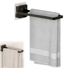 Towel Rail No Drilling Required Towel Rail Black Towel Holder Bathroom Can Carry 5 kg Guest Towel Holder Stainless Steel 18 cm Towel Holder for Bathroom Kitchen