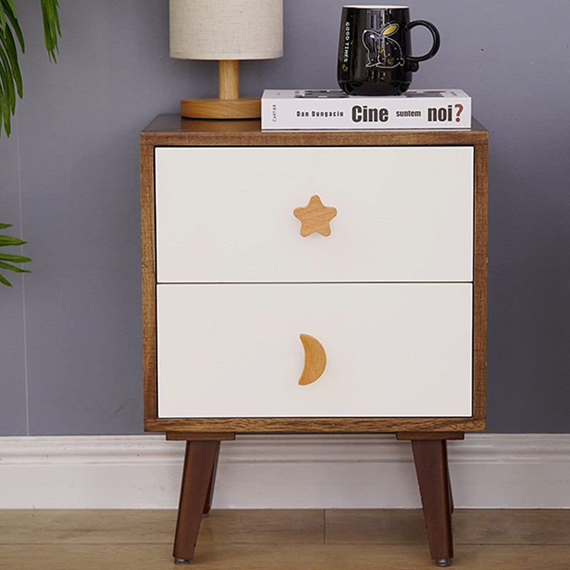 ED-Lumos 6 Pieces Cabinet Knobs Moon Star Cloud Wood Design