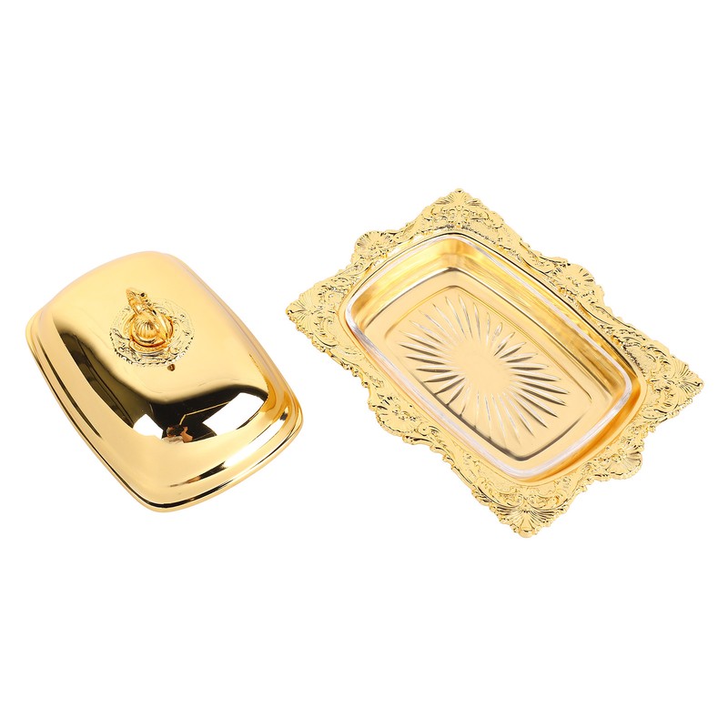 Metal Butter Plate European Vintage Butter Dish Rectangle Multifunctional Butter