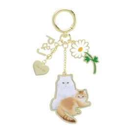 Marks PAJ-KH05-GN Cat Day Key Ring, Paul & Joe Paul & Jola Papetry, Gypsy & Nunette with Daisy, gold