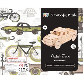 Georgie Porgy 3D Wooden Puzzle Pick-up Truck Model Woodcraft Construction kit Kids Toys age 5+ (JP272 Pick-up Truck 34pcs)