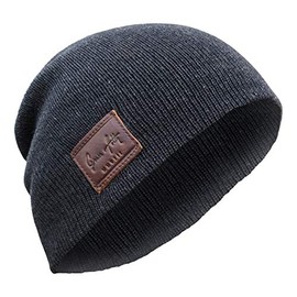 Grace Folly Knit Beanie Hat Cap for Men or Women (Charcoal)