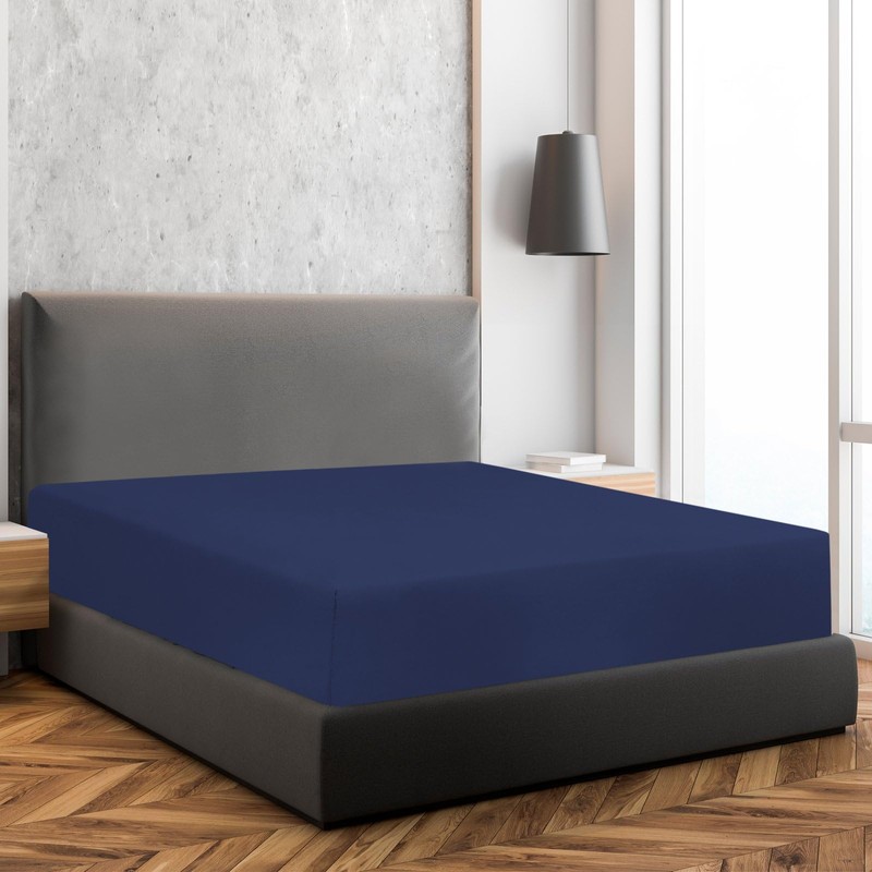 Soroor Bedding & Linen, Microfiber Single Fitted Sheet, Navy Deep