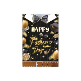 MELTELOT Black Gold Happy Father’s Day Garden Flag, Crown Necktie Eyeglass Cap Sign Father's Day Decorations,Best Dad Father's Day Garden Flag,12x18 Inch Double Sided