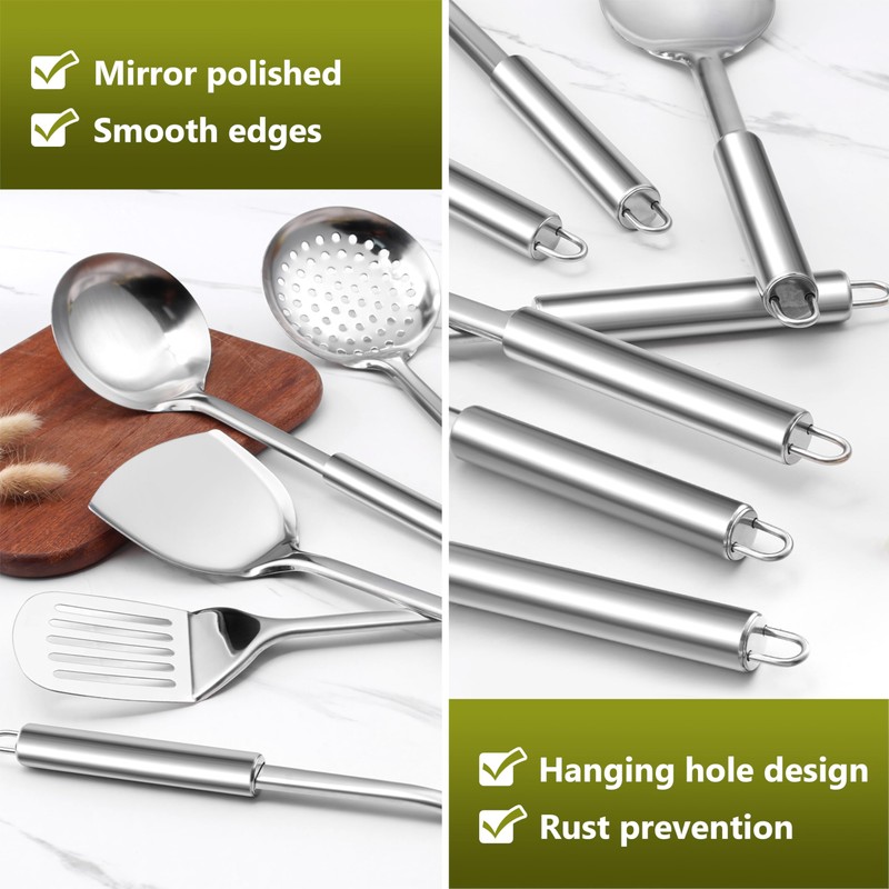 E-far Cooking Utensils Set, 10-Piece Stainless Steel Kitchen Utensils with