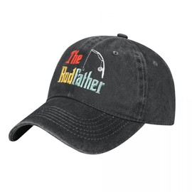 Bshuey The Rodfather Fishing Embroidered Hat for Men Women Dad Hat Baseball Cap Adjustable Unisex Black