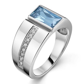 MATERIA by Matthias Wagner Women's 925 Silver Band Ring with Blue Zirconia, zirconia