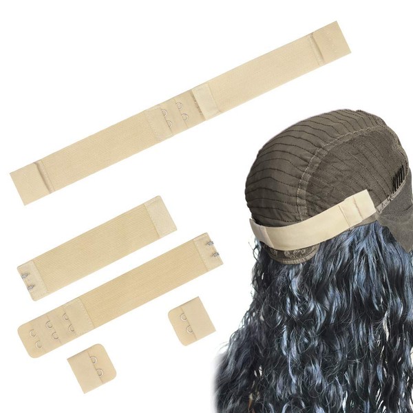 Dreamlover Beige Elastic Bang for Wigs, 4 Sets