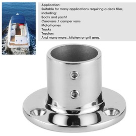 Base Rail Fitting, 316 Stainless Steel Round Stanchion Base 90 Degree Marine Boat Hand Rail Fitting for 32mm Pipe
