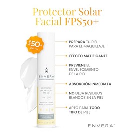 ENVERA | Protector Solar Facial SPF 50+ 2 En 1 | Bloqueador Solar Facial Oil Control Toque Seco + Primer Toque Seco | Acabado Mate Mousse | Vegano Res