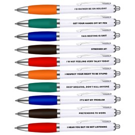 FANTESI 10 Pack Ballpoint Pens, 1.0 mm Rude Pens Novelty Pens Funny Pen Set Retractable Pen for Colleagues Adult Women & Men Students
