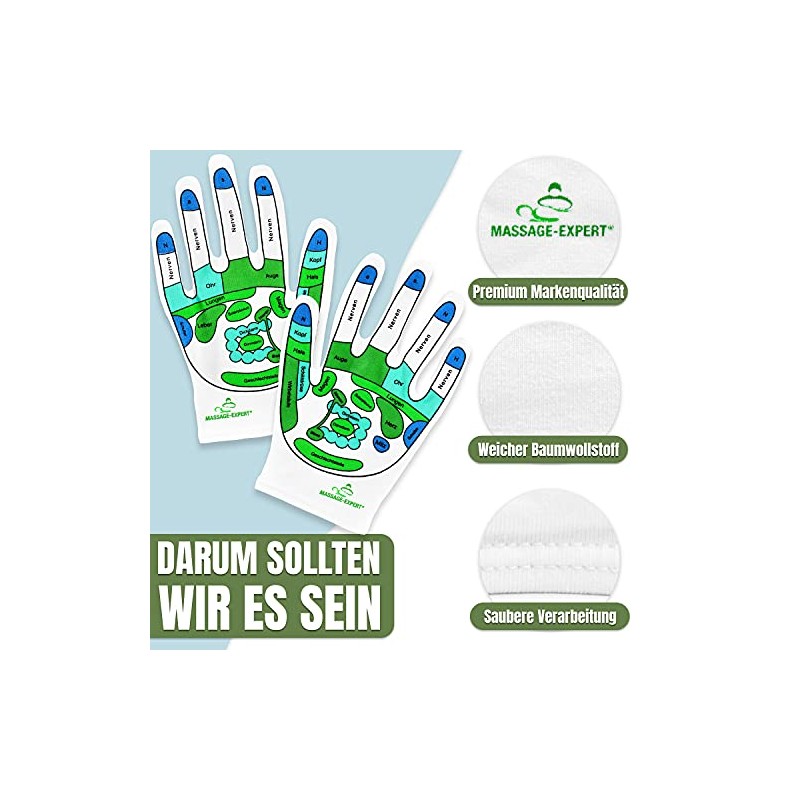Hand Reflex Zone Gloves for Hand Reflexology Massage German Lettering
