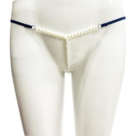 TAIKMD Tanga de perlas para mujer, cintura baja, pantalones de bikini, tangas, ropa interior de cuerda, bragas, Azul / Patchwork, Talla única
