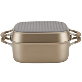 Anolon Advanced Home Hard-Anodized Nonstick Two Step Meal Set (11" Deep Square Grill Pan & 7 Qt. Roaster, Bronze)