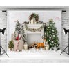 Kate 7×5ft Christmas Backdrop Fireplace Christmas Tree Elk Xmas Theme