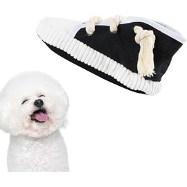 PawfectPals Interactive Squeaky Safe Funny Bite Resistant Eliminate Destructive Behavior Chew Shoe Toy (Black High Top)