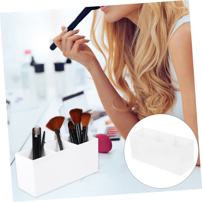 Ipetboom 3grids Slots Makeup Brush Holder Delicate Storage Box for