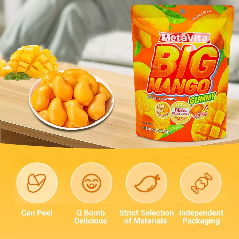 Metavita 🍬 2PCS Metavita Big Mango Gummy Candy | Resealable