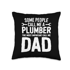 Funny Plumber Repairman Dad Plumbing Pipefitter Pipe Wrench Throw Pillow