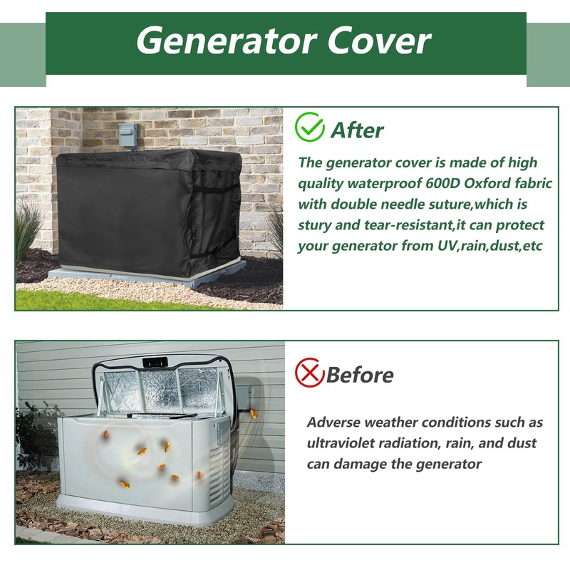 Generator Cover,Heavy Duty 600D Waterproof Generator Cover for 7043 22kW