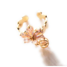 Cubic Zirconia Flower Open Ring for Women and Girls