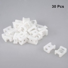 uxcell Cable Tie Mount Base Saddle Type Wire Holder Nylon 9mm Hole Width White 5mm Dia Hole 30Pcs