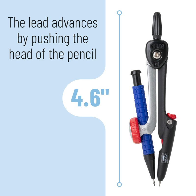 Mr. Pen- Compass for Geometry, Mechanical Pencil Style, Drawing Compass