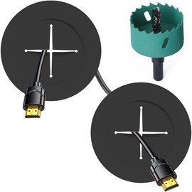 Riozoo TV Wire Hider Kit for Wall Mount TV, White in Wall Cable Management Kit, Includes 2 Pass Throughs and Hole Saw Drill Attachment for Easy Install(Black) (RO-YCX-2P-BK)