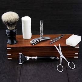 Silver tip Badger Hair Brush Shaving Cream, Alum Block, Nose trimmeR