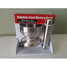 BENE Casa BC Classics Mortar and Pestle, Stainless Steel .Mortero de Acero Inoxidable.