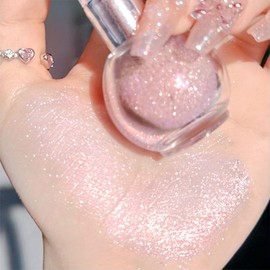 Highlighter Powder Spray, Longwear Shimmer Spray for Face Hair Body, Waterproof Shiny Spray, High Gloss Glitter Spray Makeup for Music Rave Festival, Performance, Wedding Party (03, Shy Pink)