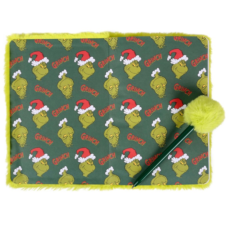sarcia.eu Grinch Geschenkset: Plüsch Notizbuch A5 + Stift