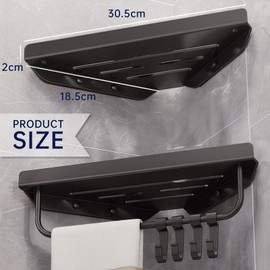 CHOUPIJIANG Shower Corner Shelf,2 Layer Bathroom Corner Shower Caddies with 4 Hooks,Rust Proof Shower Organizer Corner, 2 Pack-Black