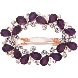 Fashion Hollow Butterfly Bridal Hair Jewelry Crystal Hair Barrette for Women Clips Hair Hairpins (Purple, One size)