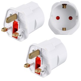 Neuftech - 2 x Reiseadapter UK, GB, England auf europäischer Stecker, Frankreich (Schuko) für Großbritannien, Englisch, Weiß