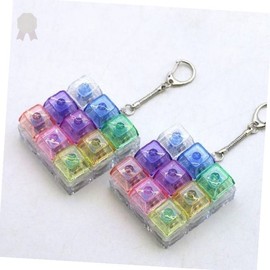 Sensory play Rainbow-colored luminous keyring Click button Tactile Stress relief Portable hand movement Concentration / 감각놀이 무지개색 발광 키링 클릭 버튼 촉각 스트레스 해소 휴대용 손놀림 집중력