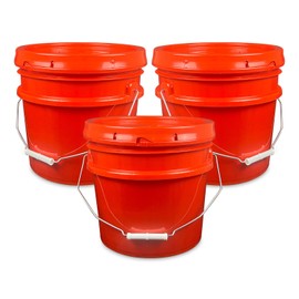 ePackageSupply 3.5 Gallon Plastic Bucket with Lid I Food Grade Bucket |BPA-Free I Heavy Duty 90 Mil All Purpose Pail Reusable I Made in USA | (red, 3)