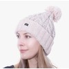 Cable Knit Bobble Pom Beanie Hat Pink Silver Sequins CRAGGI