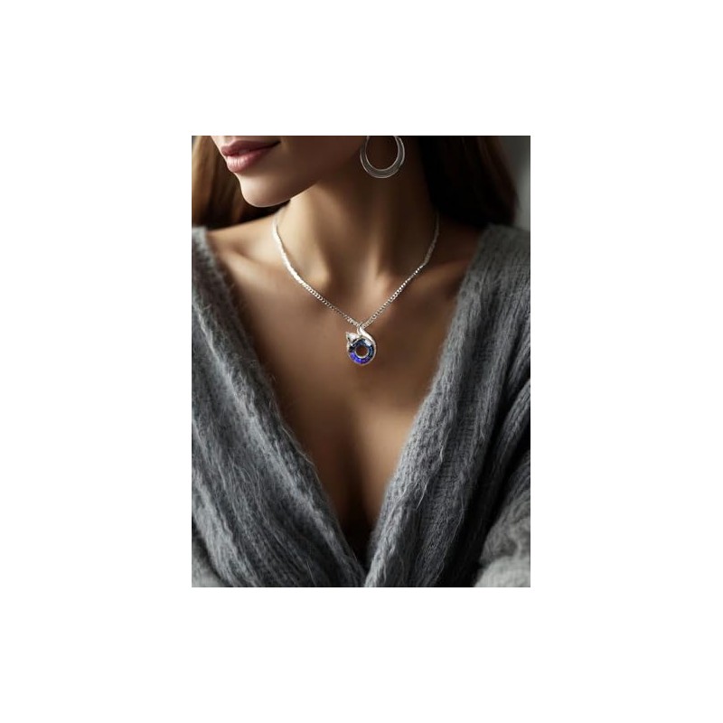 Gionatan Shop Fox and Rainbow Crystal Pendant Necklace with Shiny