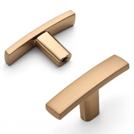 Amerdeco 10 Pack Champagne Bronze Cabinet Knobs Single Hole Cabinet Handles 2 Inch Solid Zinc Alloy Cupboard Gold Drawer Knobs Kitchen Cabinet Knobs T Bar Hardware ZH0003
