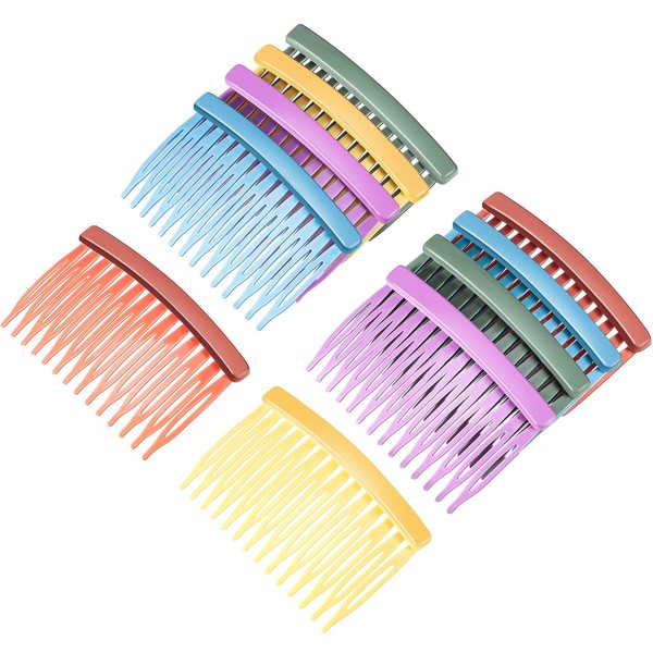 10 Pieces Side Combs Colorful Hair Side Combs Decor Classic Solid Plastic Combs Hair Clip Wide Teeth Hair Claws Beauty Hair Accessories for Women Girls, 14 Teeth
