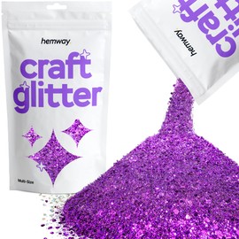 Hemway Craft Glitter - Multi-Size Chunky Fine Glitter Mix for Arts Crafts Tumbler Resin Painting Decorations Epoxy, Cosmetics for Nail Body Festival Art - Purple - 100g / 3.5oz