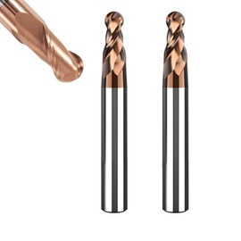ASNOMY Set of 2 Solid Carbide Radius Milling Cutter Ball End Mill Diameter 5 mm AlTiN Coating HRC 55, Carbide Ball End Mill, 2 Teeth CNC Engraving Cutter for Metal
