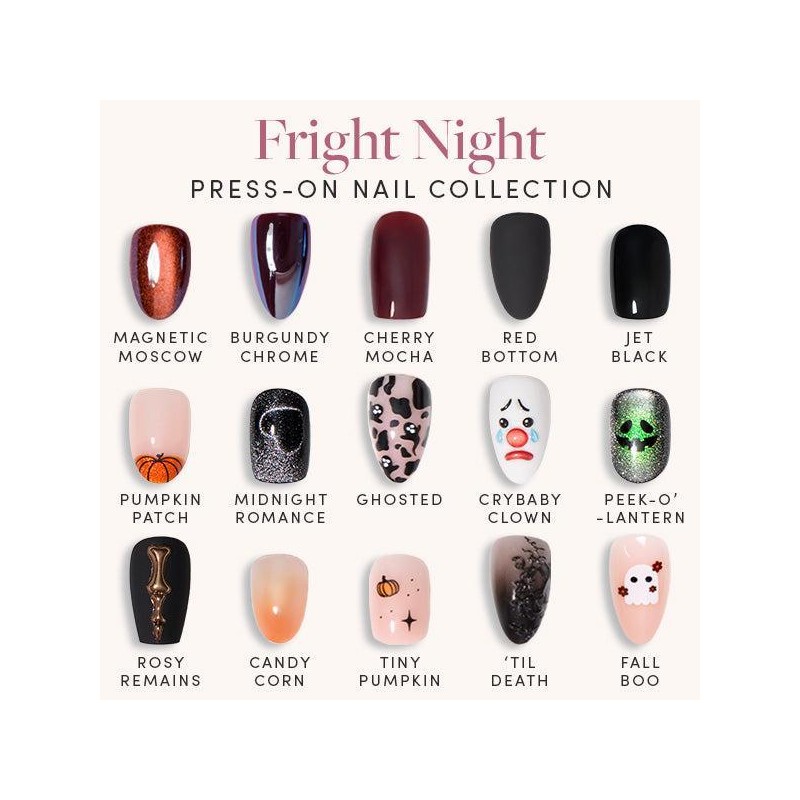 Glamnetic Fright Night Press-On Nail Collection:_Burgundy Chrome