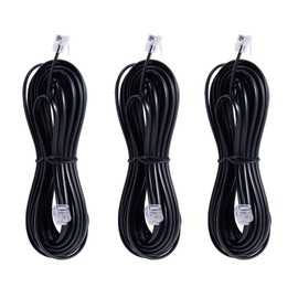TOYAYAYO 3Pack RJ11 Cable Phone Cord for Landline 25ft Telephone Cord Phone Line Cord RJ11 6P4C Male to Male for Landline Phone and Fax -(Black-25Feet)