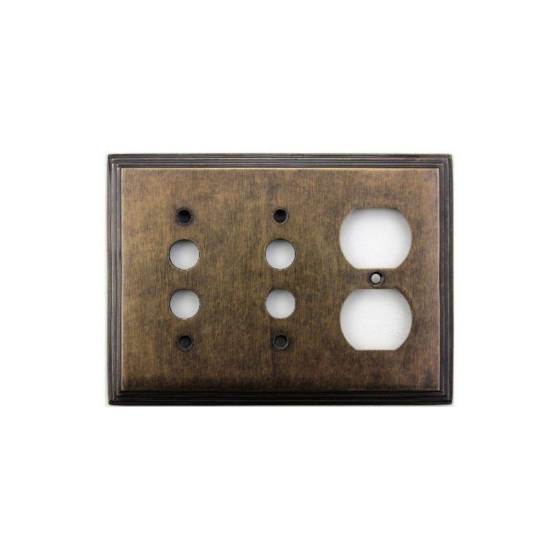 Classic Accents Deco Aged Antique Brass 3 Gang Wall Plate