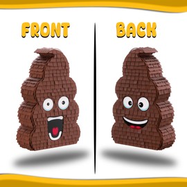 Funny Poop Piñata 4-Piece Set perfect for Birthday Parties, Decorations, Emoticon Parties, Fun shape, Great Party Addition for kids, teens, and adults (17”X10”) durable!